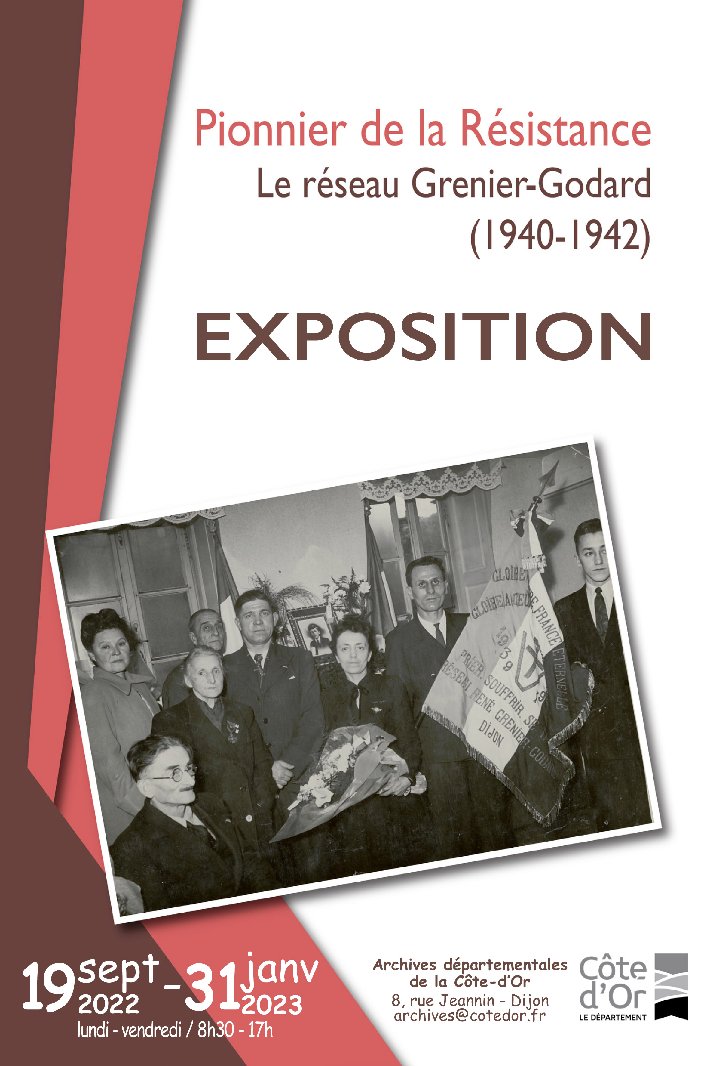 Affiche exposition "Pionnier de la résistance. Le réseau Grenier-Godard (1940-1942)"